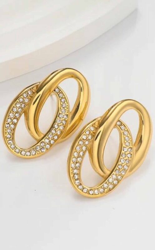 Double Hoop Zircon Earrings